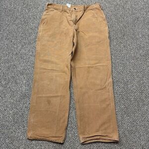 Carhartt Work Pants Mens 38x32 Tan Duck Canvas Dungaree Fit B11 USA Carpenter